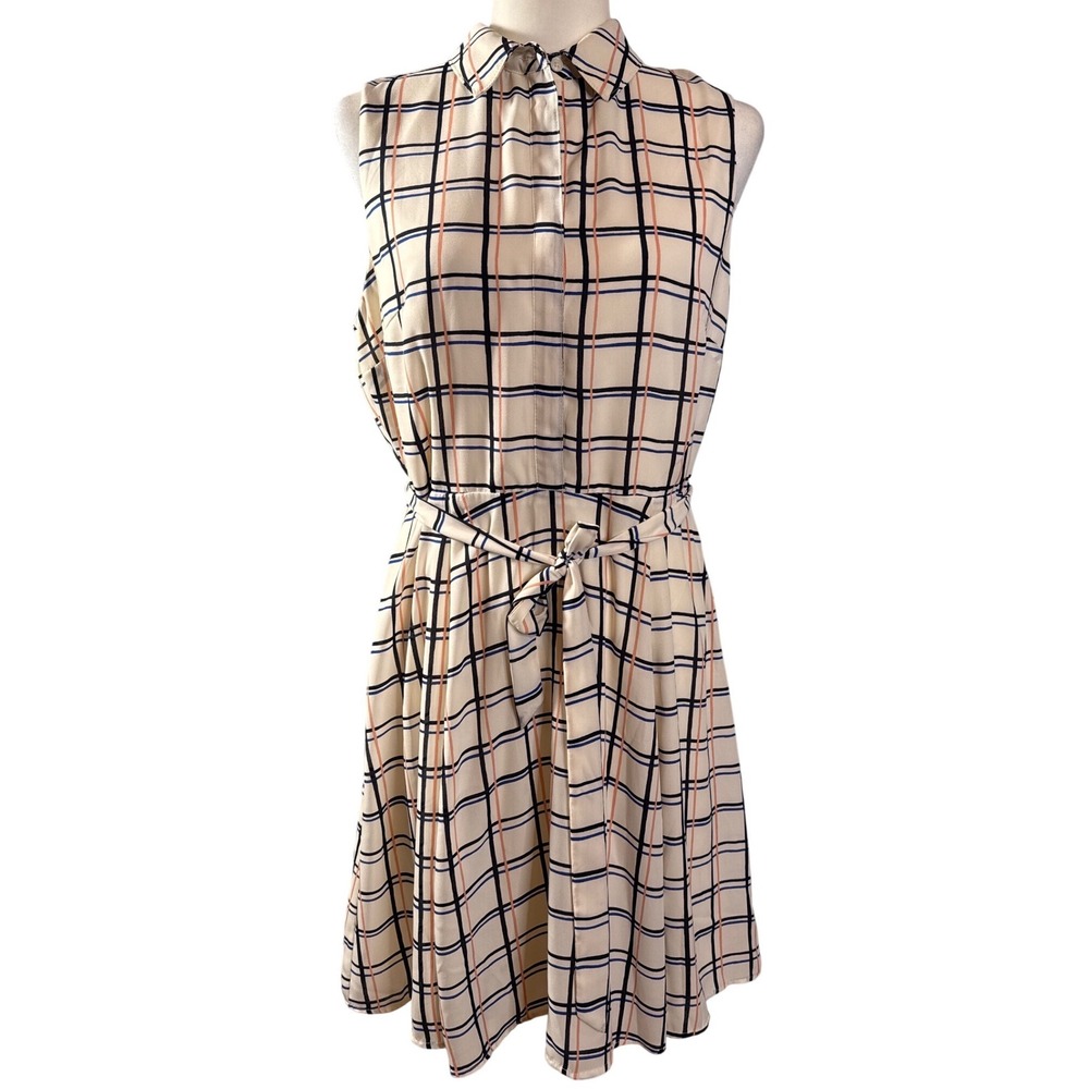 Plaid Sleeveless Shirt Dress Banana Republic‎ Women's 12P Belted, Sidezip Career - Picture 2 of 13